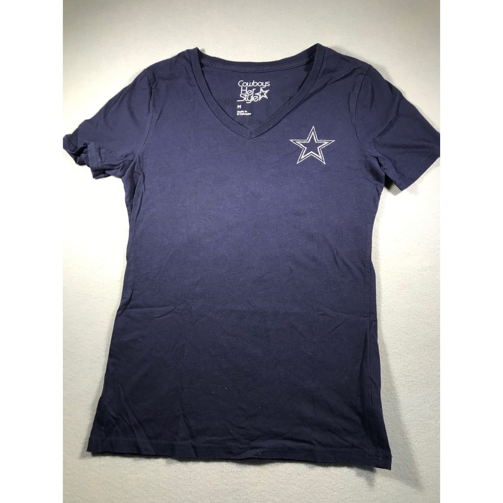 Dallas Cowboys Her Style Ezekiel Elliott 21 V-Neck T-Shirt Womens Medium Navy